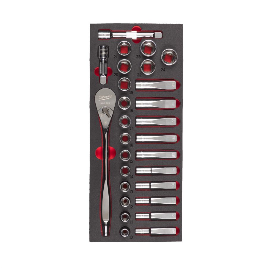 1/2 Ratschen- & Steckschlüsseleinsätze Einlage 28-teilige Einlage für Werkstattwagen 78 cm - 1 Stück